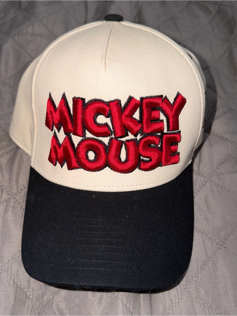 Cream with Black & Red Mickey Graphic Cap